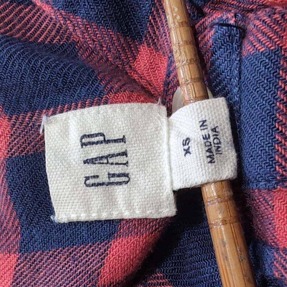 Gap Red & Blue Plaid Pintuck Popover Half Button Up Oversized Top Size XS - Picture 9 of 11